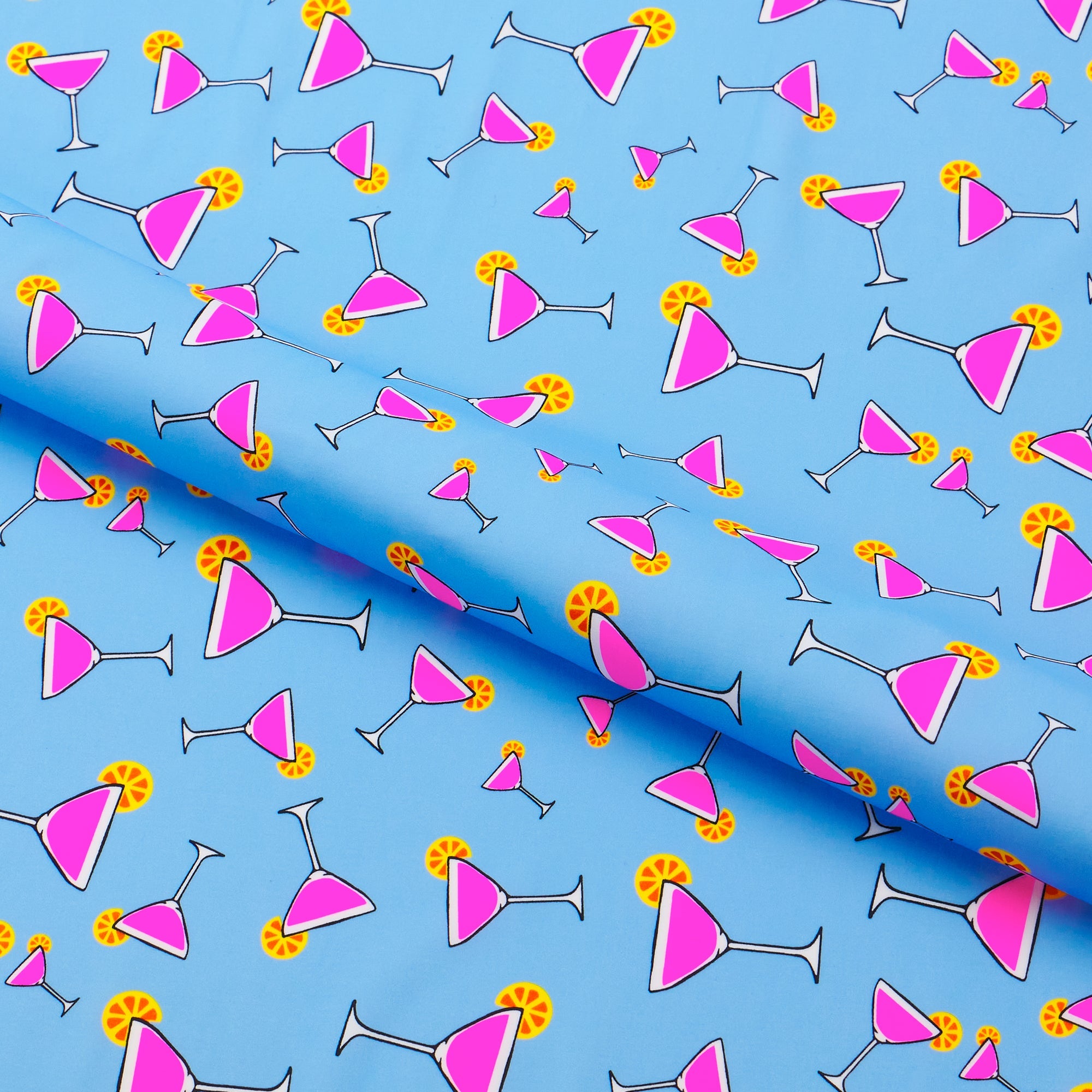 Martini Glass Printed Spandex Fabric | Blue Moon Fabrics