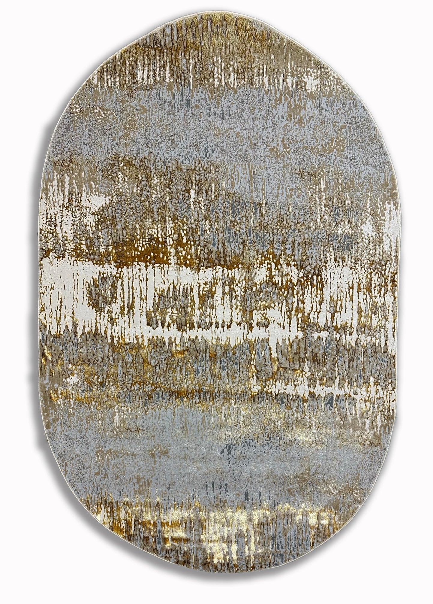 Polyester Gold Viscose Blend Oval Shape Rug/Carpet - Style# Maximus 02427C00 - Color-Changing Flat Weave Rug