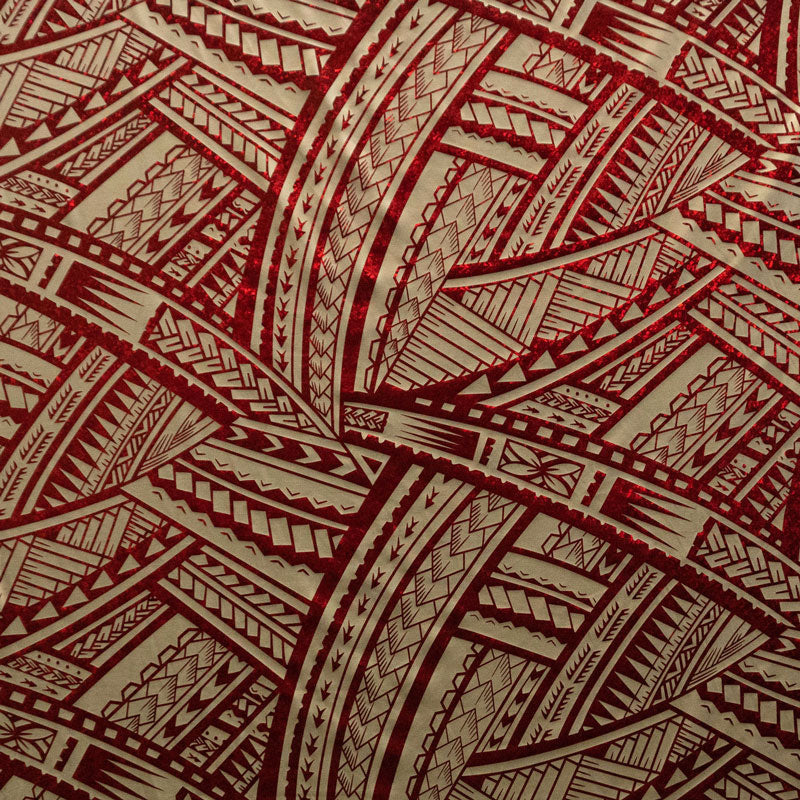 Traditional Polynesian Tattoo Design Foil Fabric | Islands Fabric