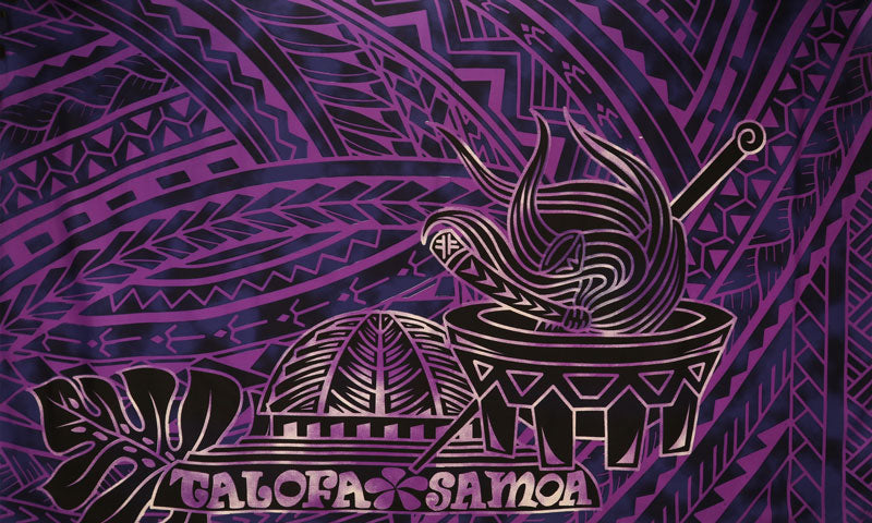 Talofa Samoa Kava Bowl Polyester Sarong | Islands Fabric