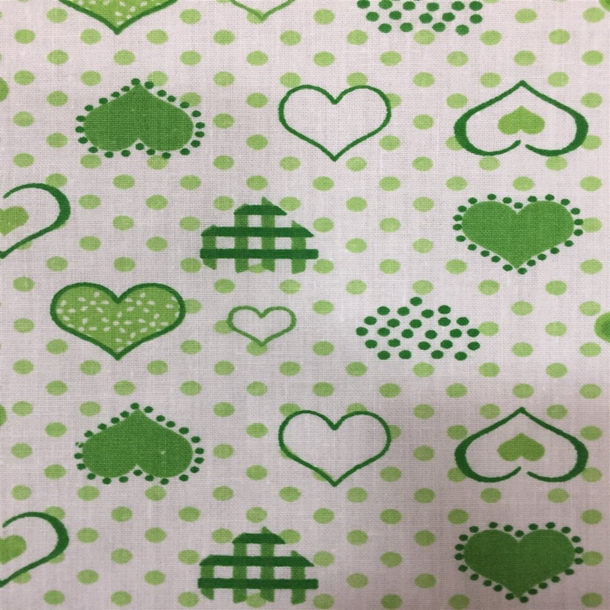 Polka Dot Heart Printed Poly Cotton Fabric