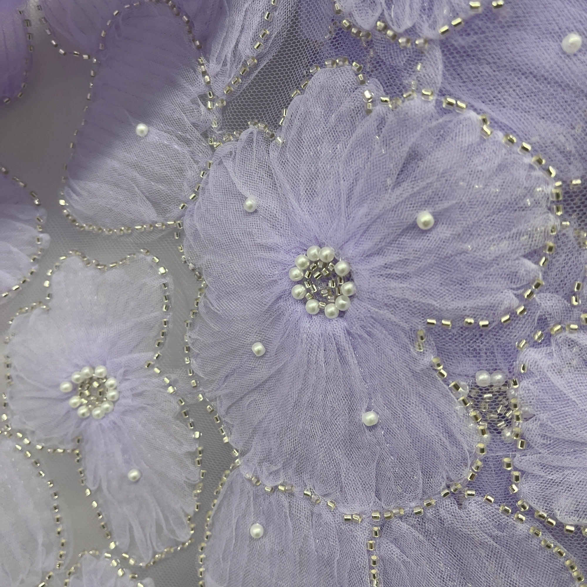 Beaded 3D Floral Lace Fabric for Bridal, Quinceañera & Dance Dresses | Lace USA - GD-216