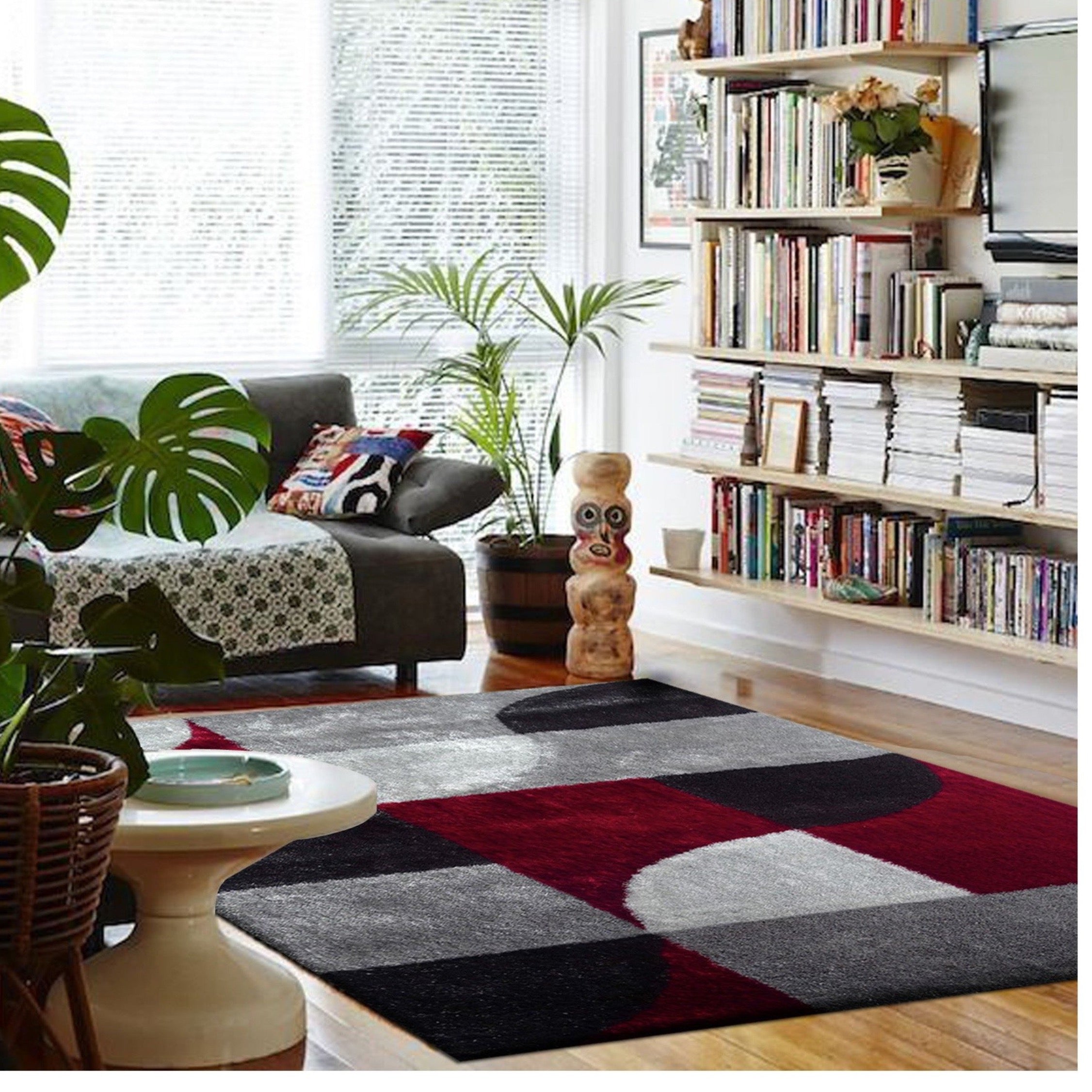 Vibrant Soft Cozy Geometric Design Shag Area Rug/Carpet