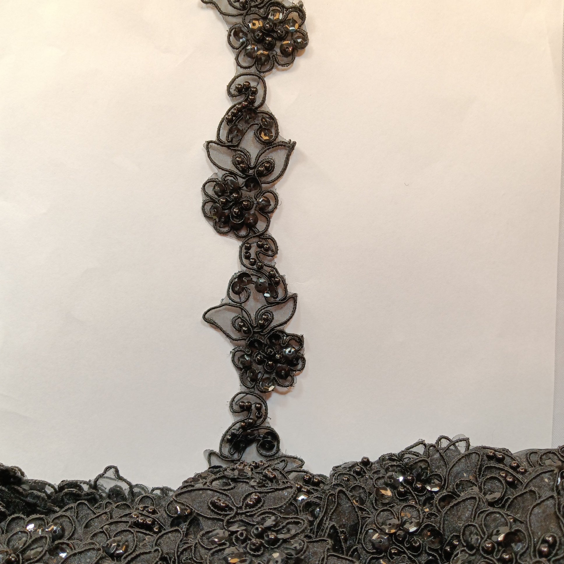 Beaded & Corded Lace Trimming Embroidered on 100% Polyester | Lace USA - 95459N-BP