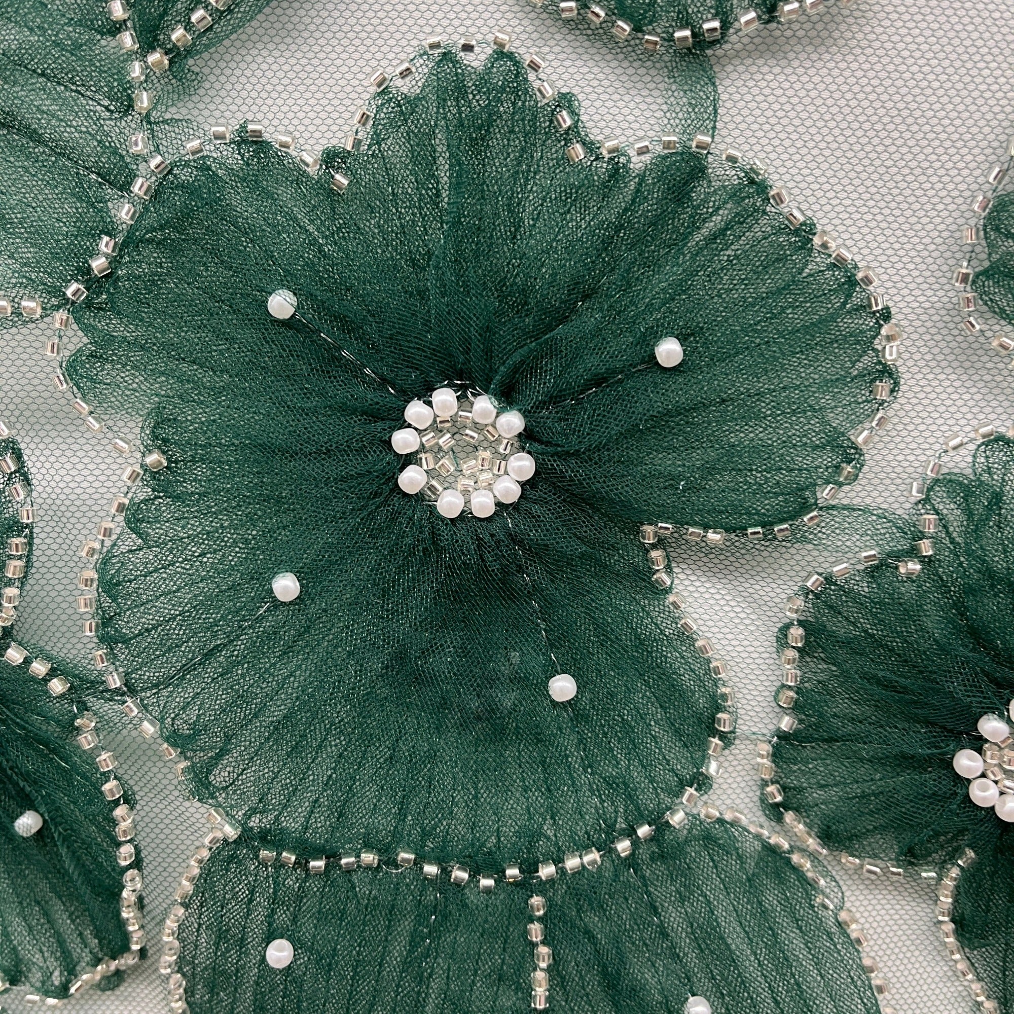 Beaded 3D Floral Lace Fabric for Bridal, Quinceañera & Dance Dresses | Lace USA - GD-216