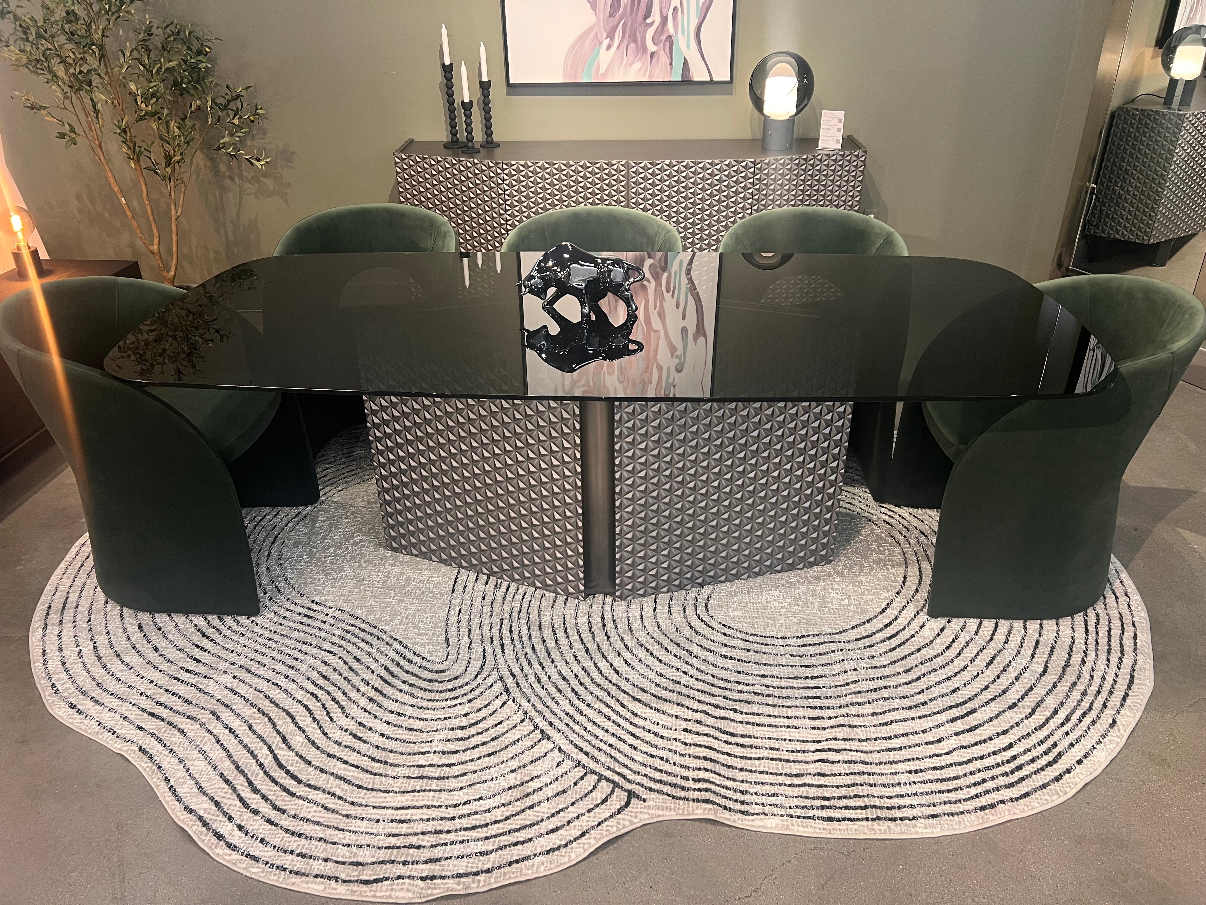 Cream Sheen Rug with Black, Copper & Silver Touches in novelty cut design - Z328A (POL810)