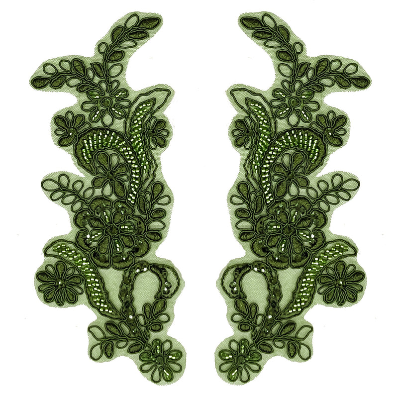 Beaded & Corded Floral Lace Applique Embroidered on 100% Polyester | Lace USA - KZ-67