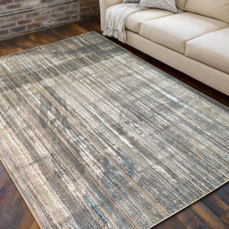 Shinny Shimmery Changing Lines Azure Blue Ultra Soft Cozy Area Rug/Carpet