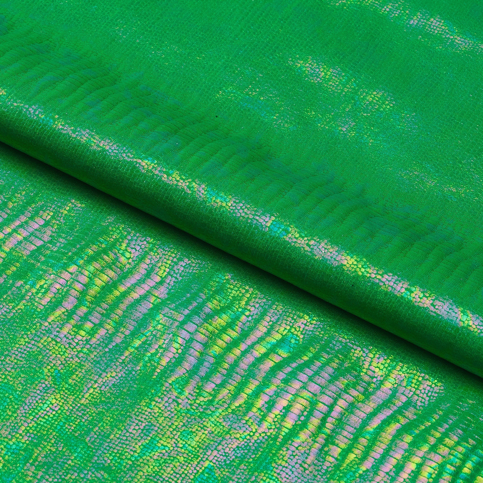 Oil Slick Python Hologram Spandex Fabric | Blue Moon Fabrics