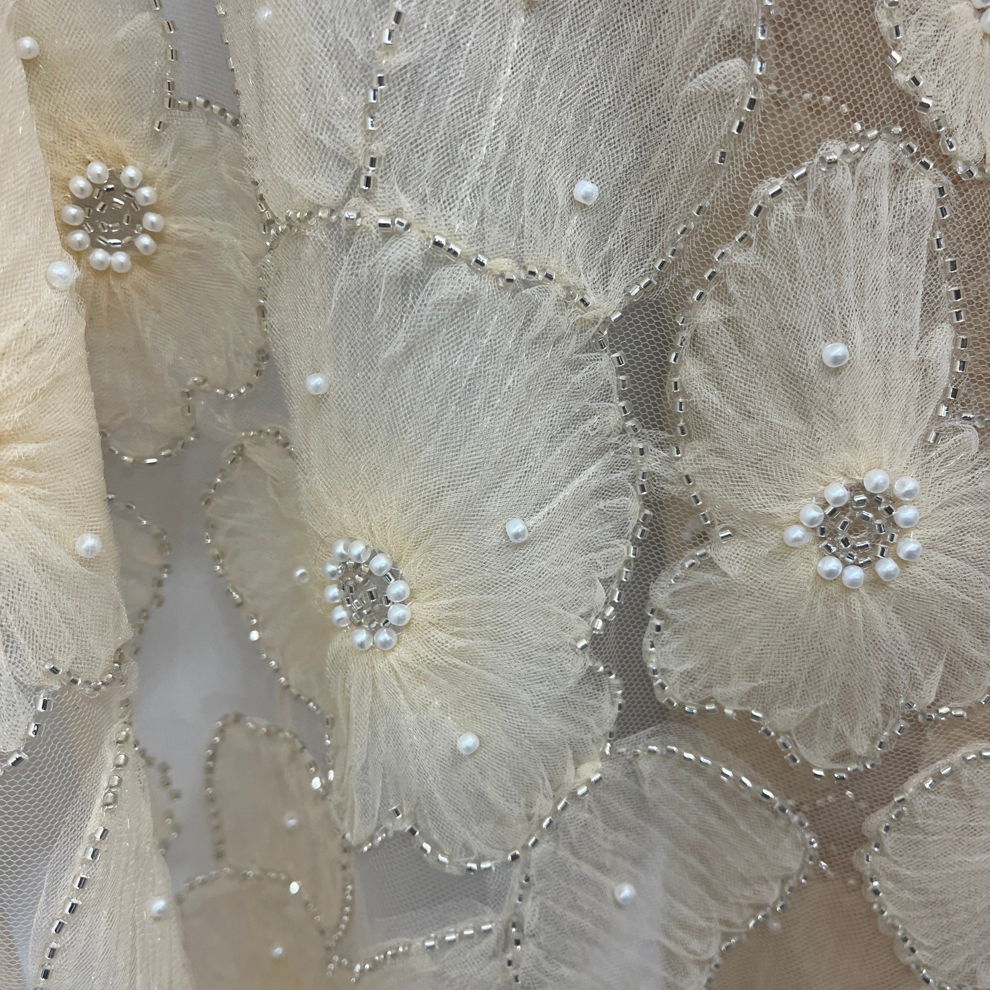 Beaded 3D Floral Lace Fabric for Bridal, Quinceañera & Dance Dresses | Lace USA - GD-216