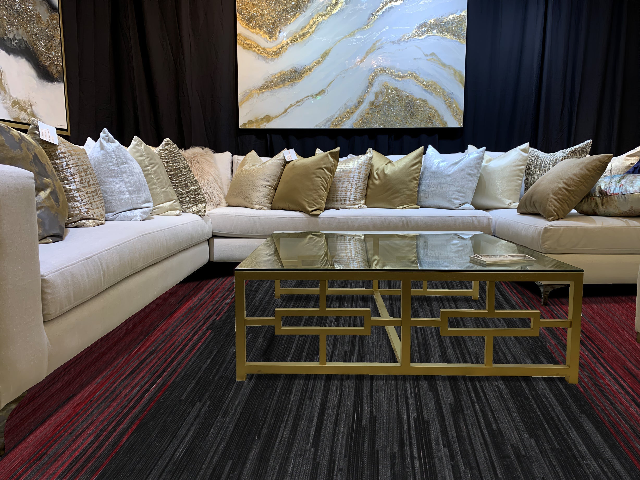 Red and Black Cowhide Rug – Geometric Pattern with Ombre Effect - Patchwork PCH211 Red