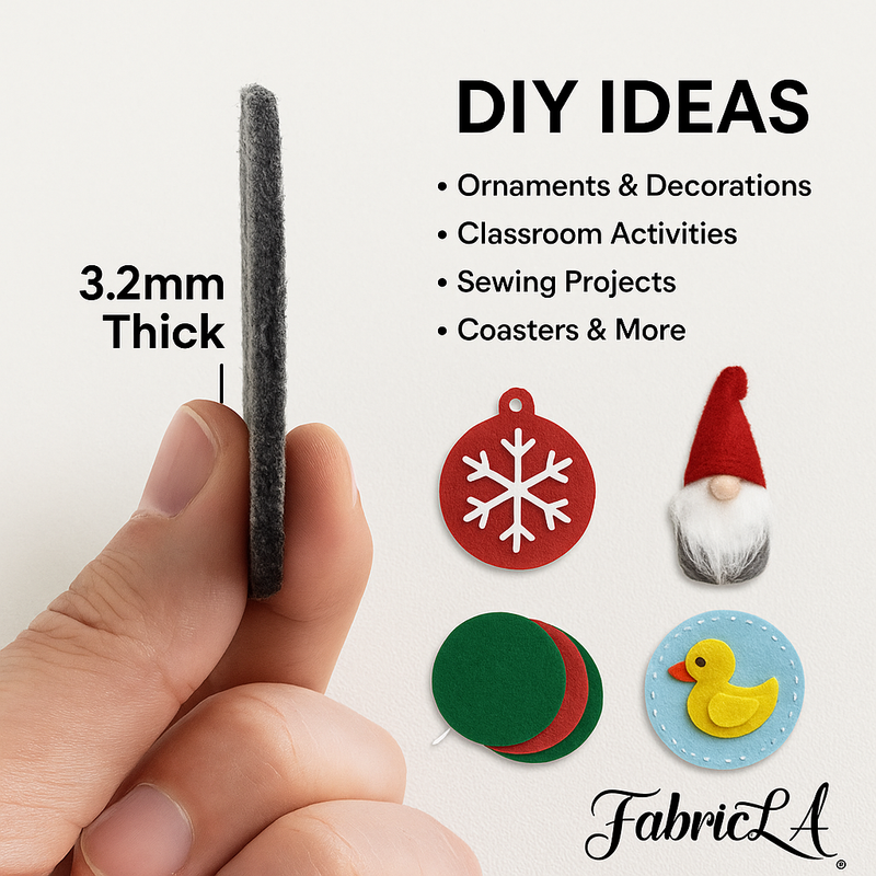 Thick Felt Circles 3.2mm 5 Pack | 5”, 7”, 10.5” Craft Felt