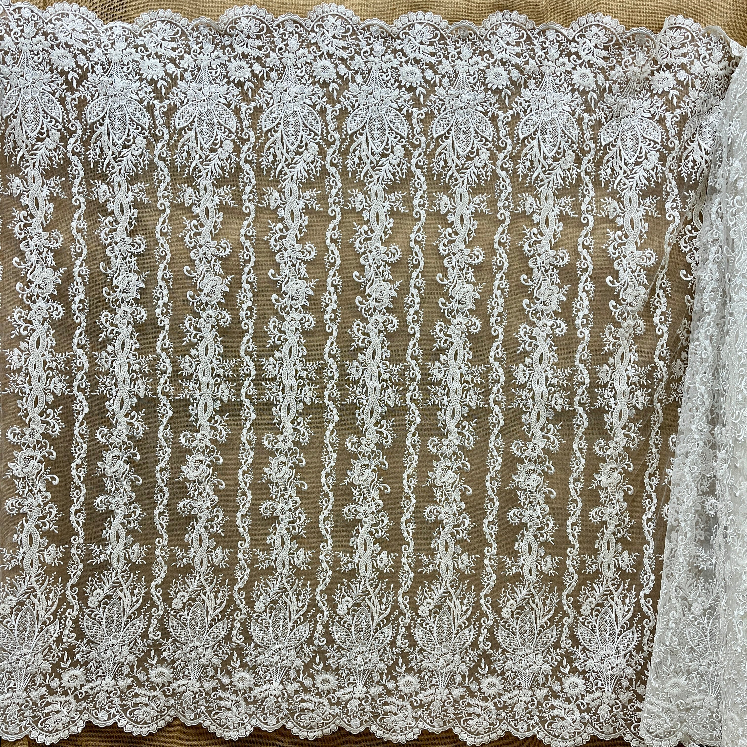 Beaded Lace Fabric Embroidered on 100% Polyester Net Mesh | Lace USA - GD-54129