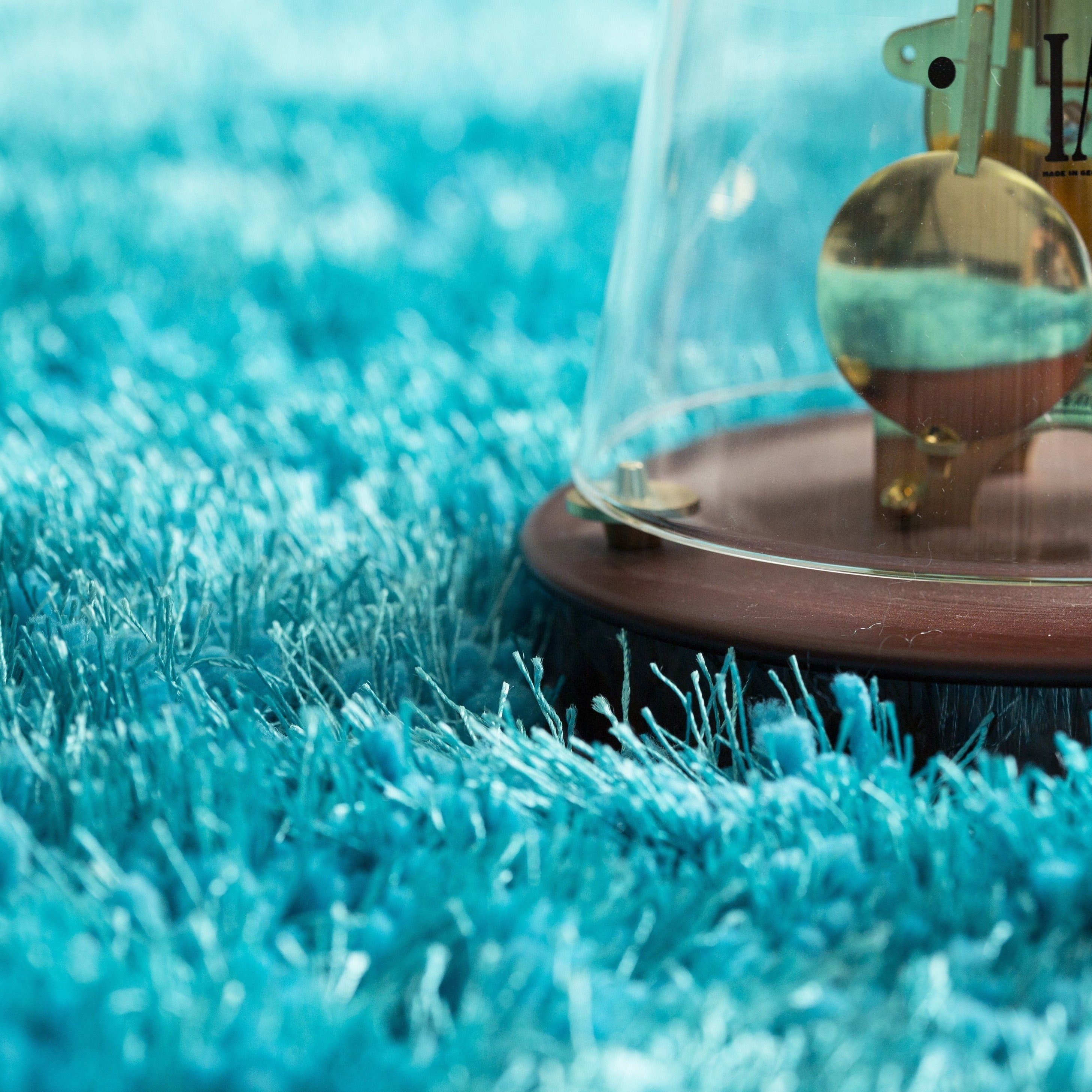 Turquoise Solid Shag Area Rug/Carpet - Crafted from 100% Polyester, Plush Fluffy Shine, Thick and Thin Yarns Design