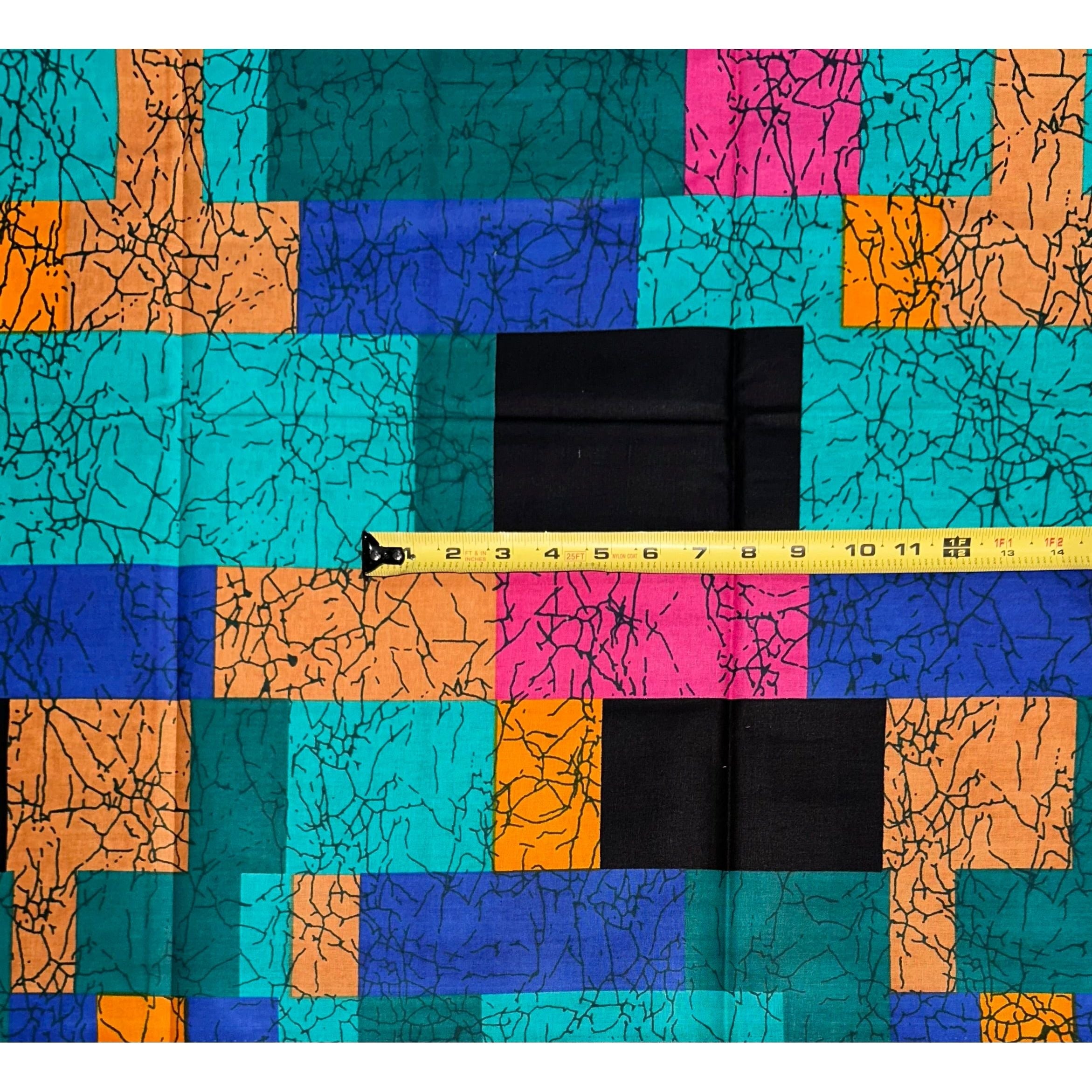 African Print Fabric/ Ankara - Teal, Pink, Orange, Turquoise, Blue ‘Fulani Fari' Design, YARD or WHOLESALE