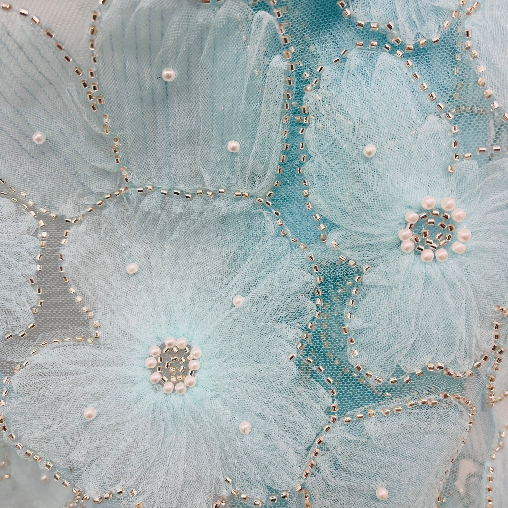 Beaded 3D Floral Lace Fabric for Bridal, Quinceañera & Dance Dresses | Lace USA - GD-216