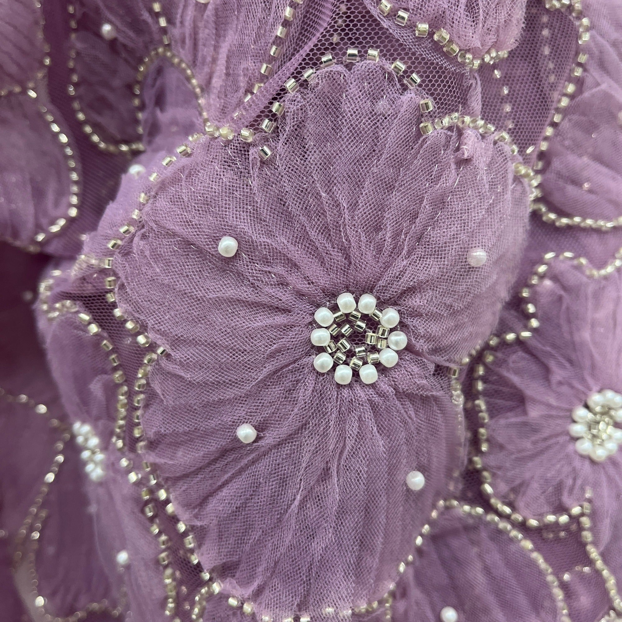 Beaded 3D Floral Lace Fabric for Bridal, Quinceañera & Dance Dresses | Lace USA - GD-216