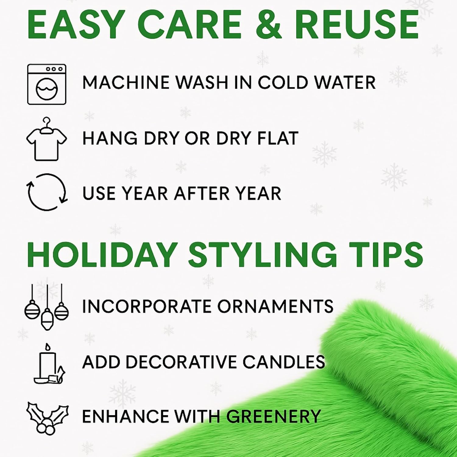 Faux Fur Table Runners – Apple Green Elegant Decor for Events