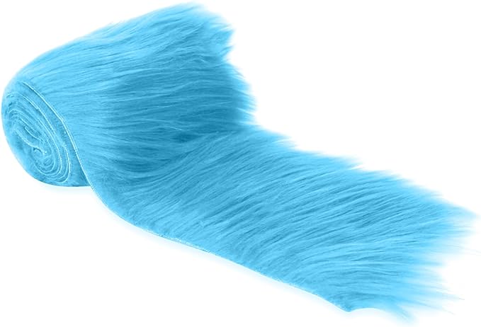Mohair Faux Fur Trim | Turquoise Shaggy Pre-Cut Strips