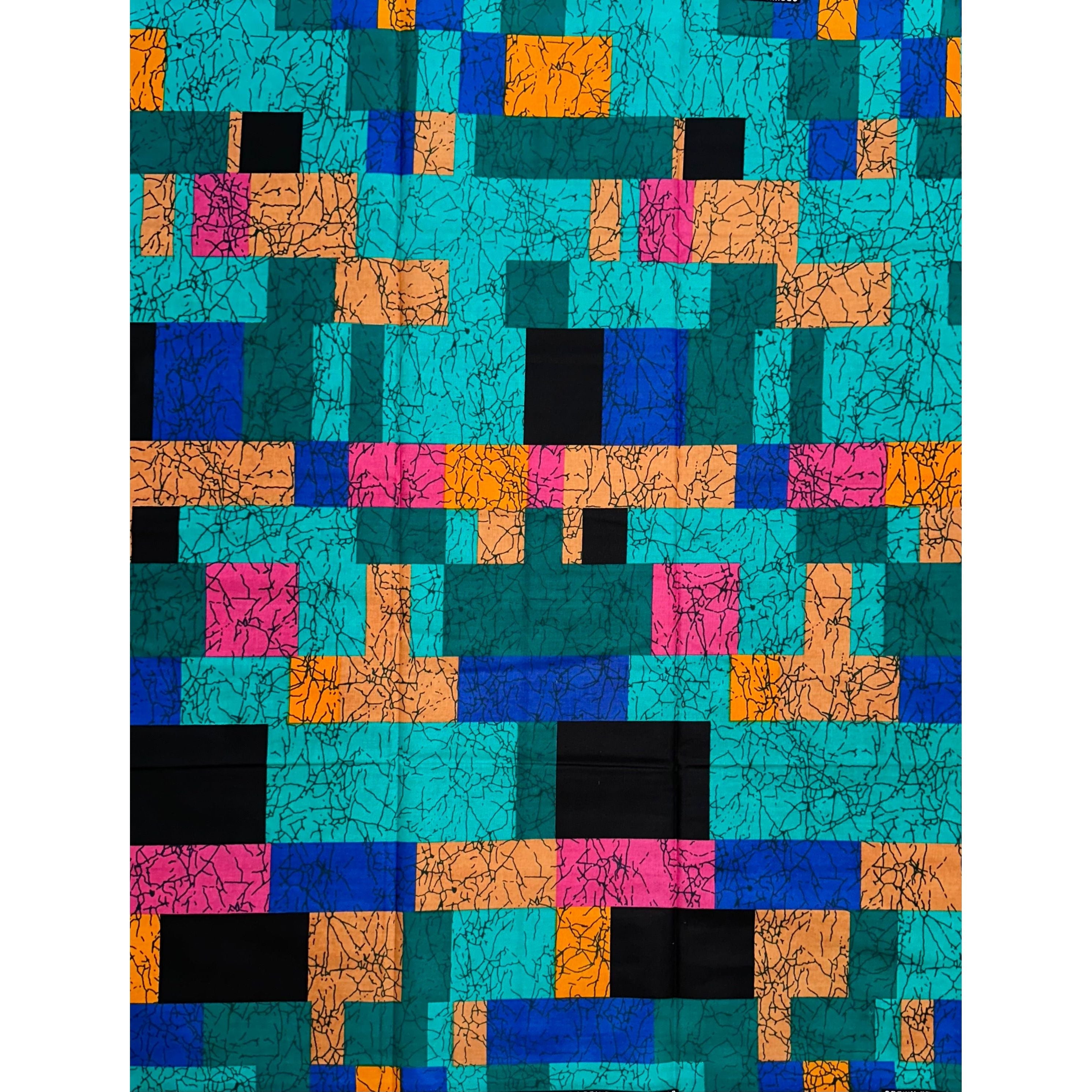 African Print Fabric/ Ankara - Teal, Pink, Orange, Turquoise, Blue ‘Fulani Fari' Design, YARD or WHOLESALE