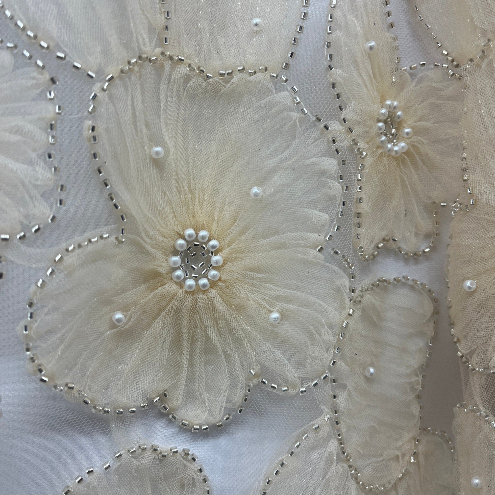 Beaded 3D Floral Lace Fabric for Bridal, Quinceañera & Dance Dresses | Lace USA - GD-216