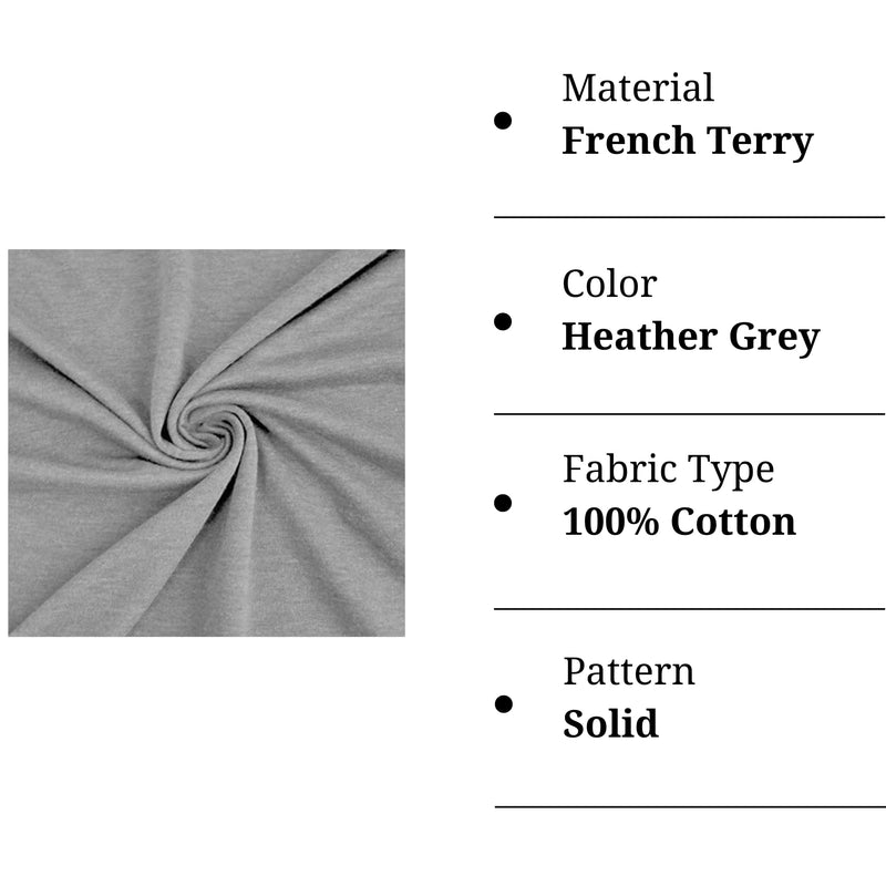 French Terry Fabric | Heather Grey Cotton Spandex 4-Way Stretch 10.5oz