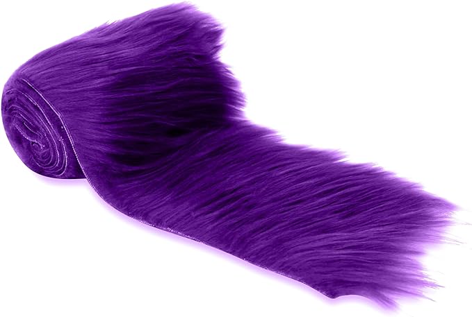 Mohair Faux Fur Trim | Purple Shaggy Pre-Cut Strips | DIY Craft, Hobby