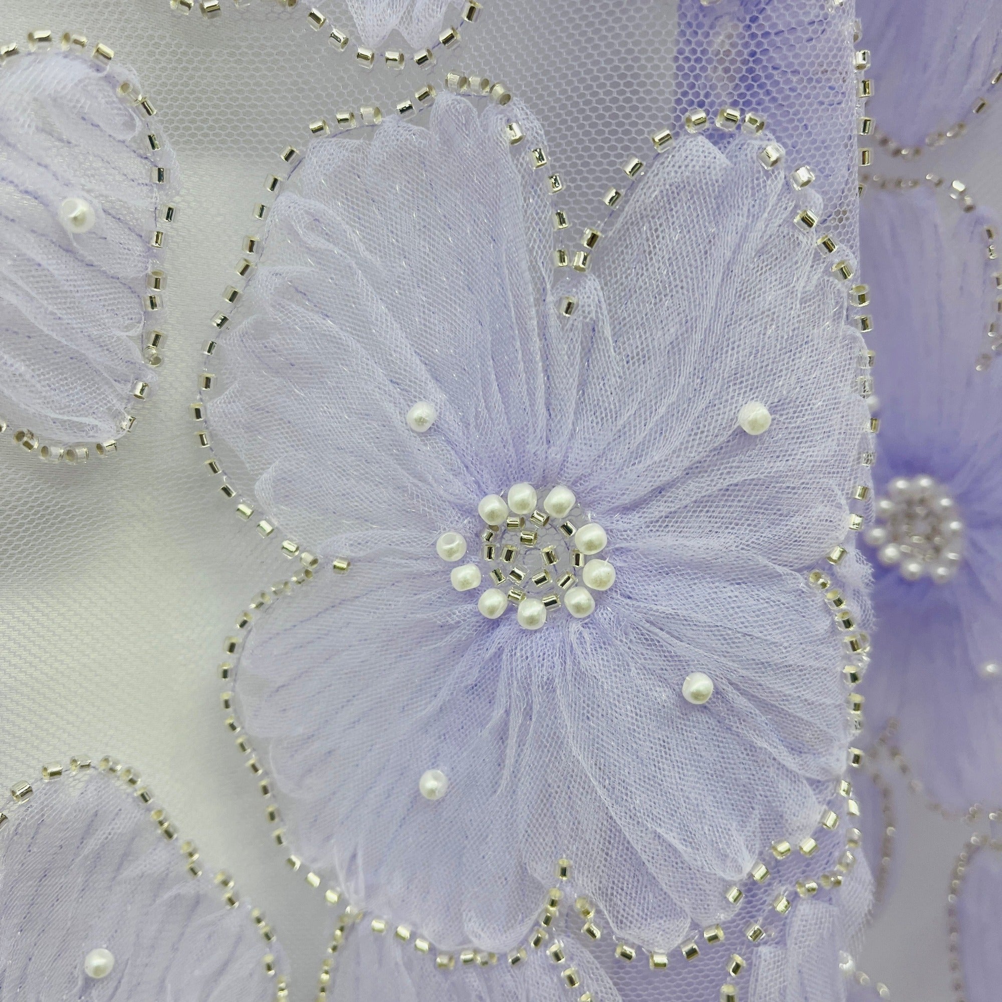 Beaded 3D Floral Lace Fabric for Bridal, Quinceañera & Dance Dresses | Lace USA - GD-216