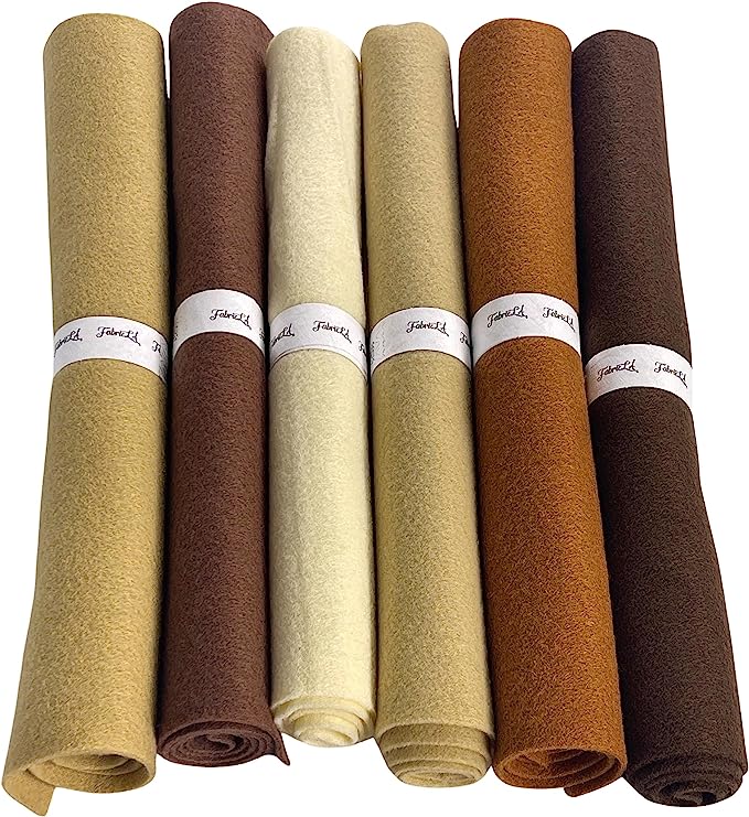 Craft Felt Sheets 6 Pcs – 12x18 Brown Palette Acrylic Felt