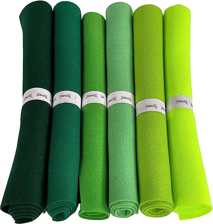 Acrylic Craft Felt Rolls 6 Pcs – 12x18 Shades of Green DIY Craft