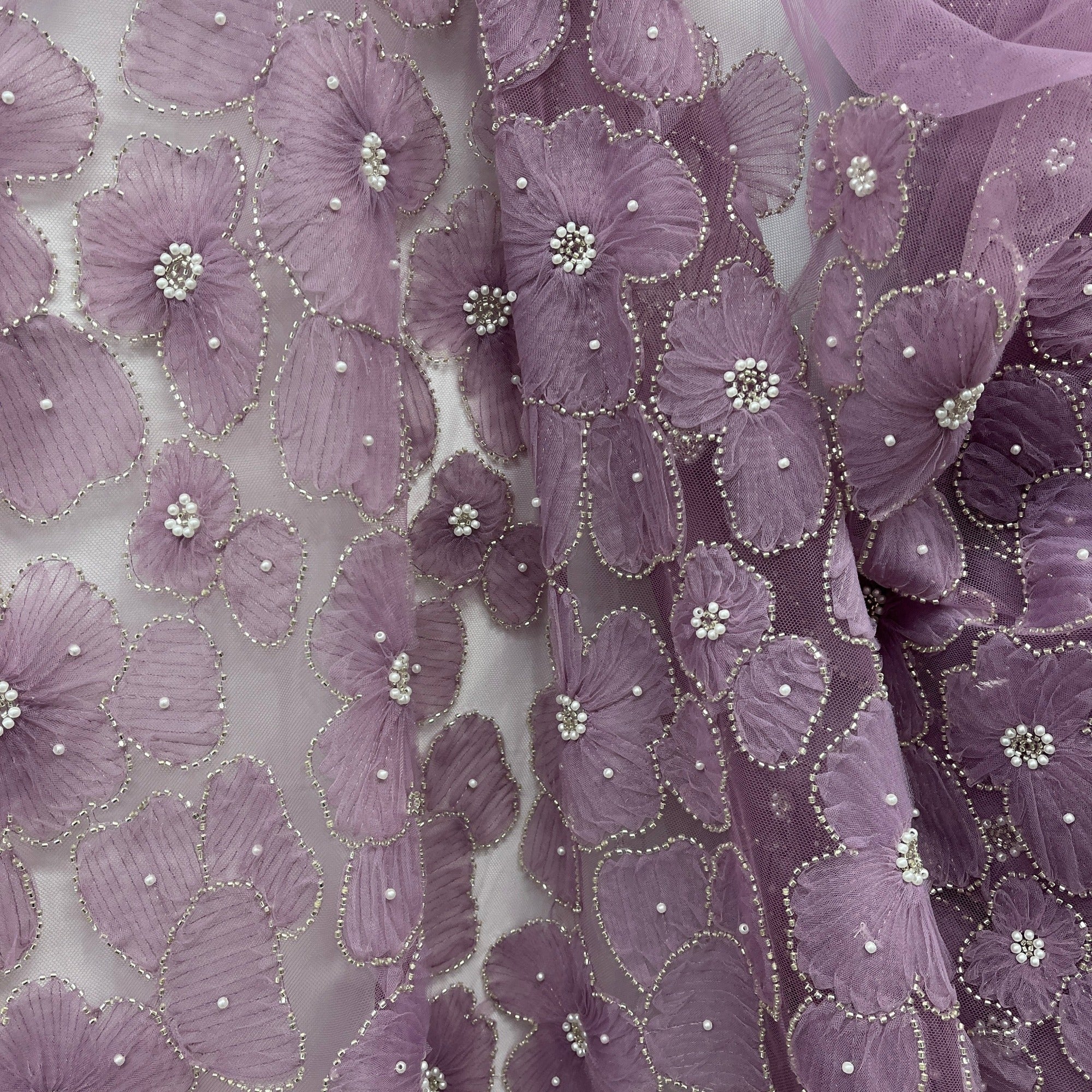 Beaded 3D Floral Lace Fabric for Bridal, Quinceañera & Dance Dresses | Lace USA - GD-216