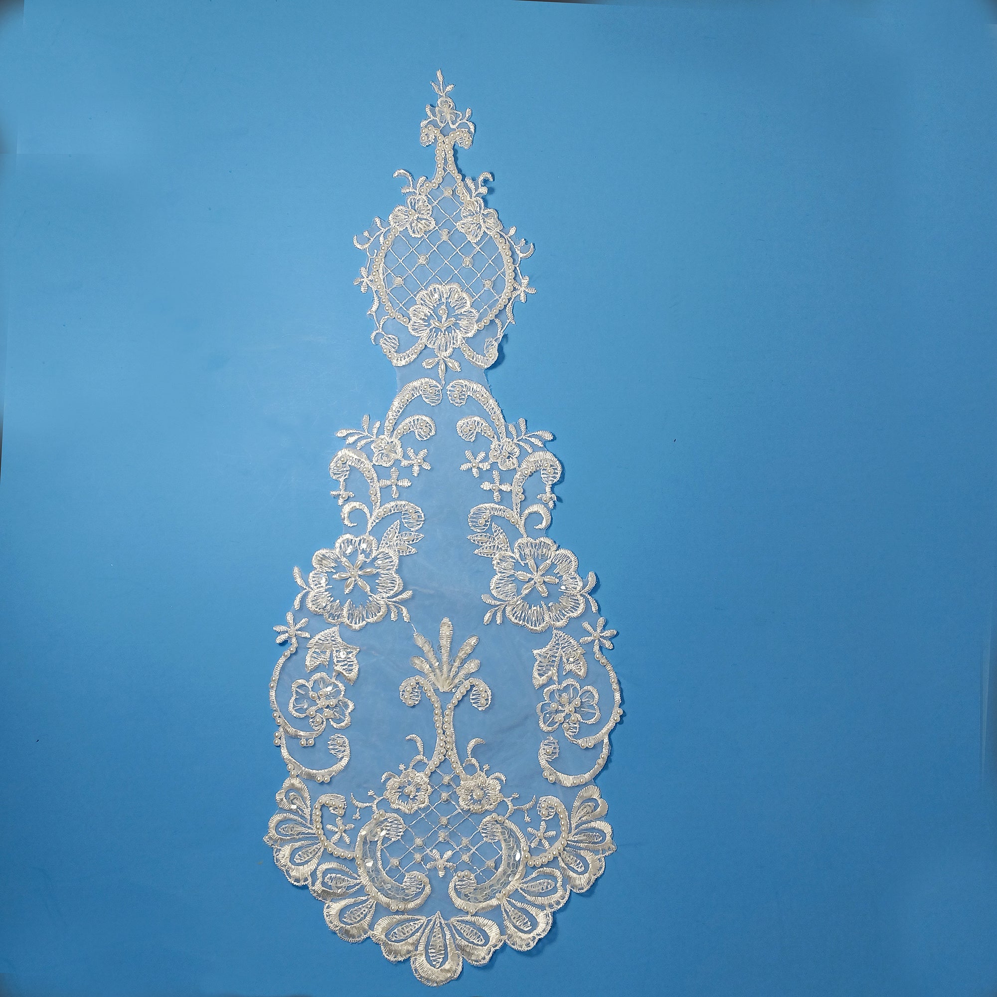Beaded Lace Medallion Applique for Veils, Bridal & Quinceañera Gowns | Lace USA - 88040N-BP