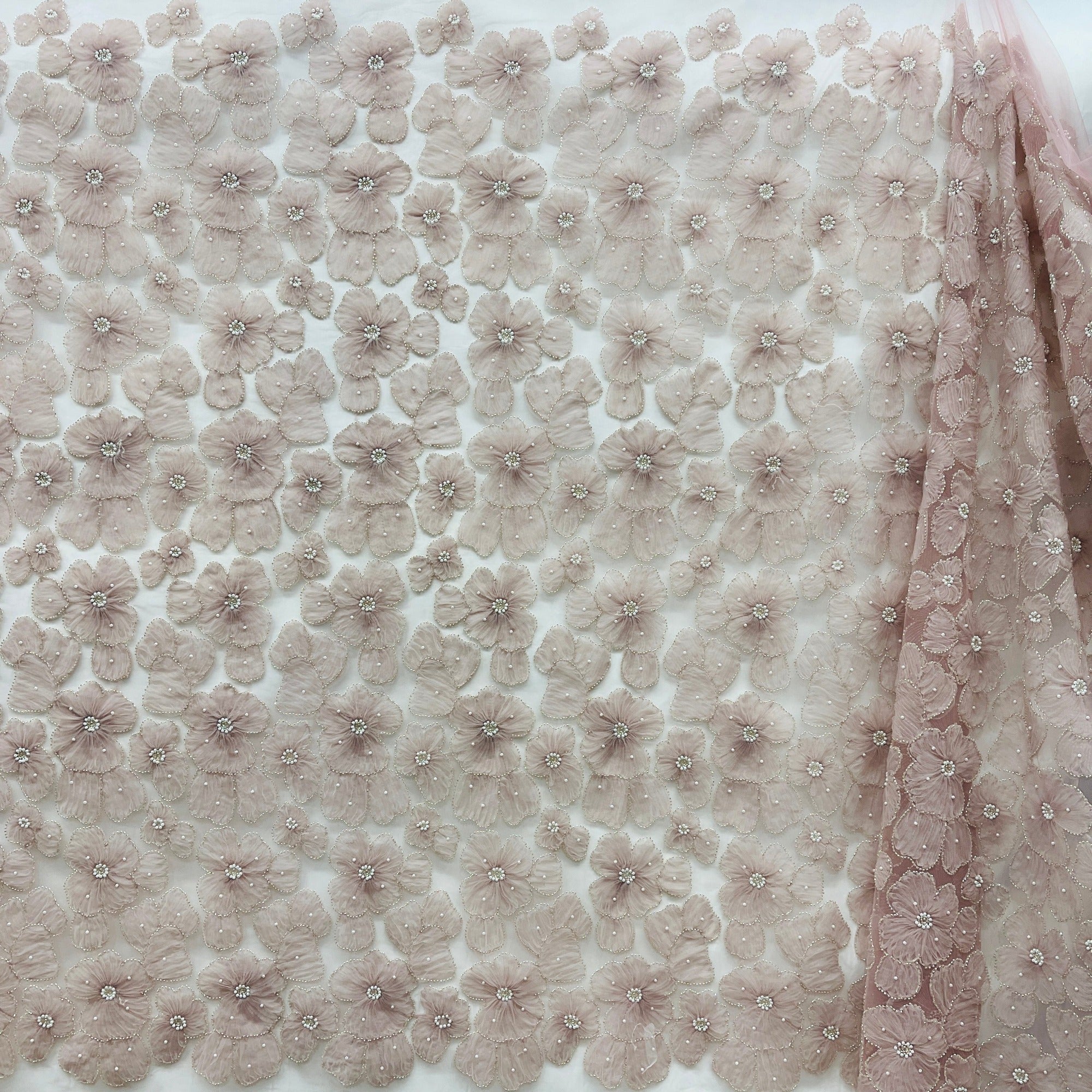Beaded 3D Floral Lace Fabric for Bridal, Quinceañera & Dance Dresses | Lace USA - GD-216