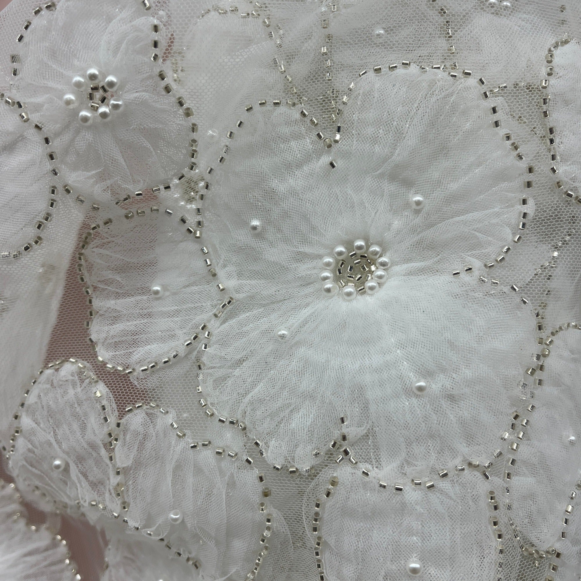 Beaded 3D Floral Lace Fabric for Bridal, Quinceañera & Dance Dresses | Lace USA - GD-216