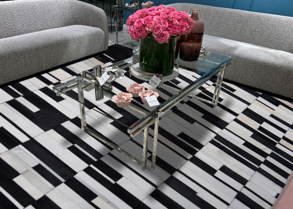 Black/White Patchwork Cowhide Area Rug PCH206
