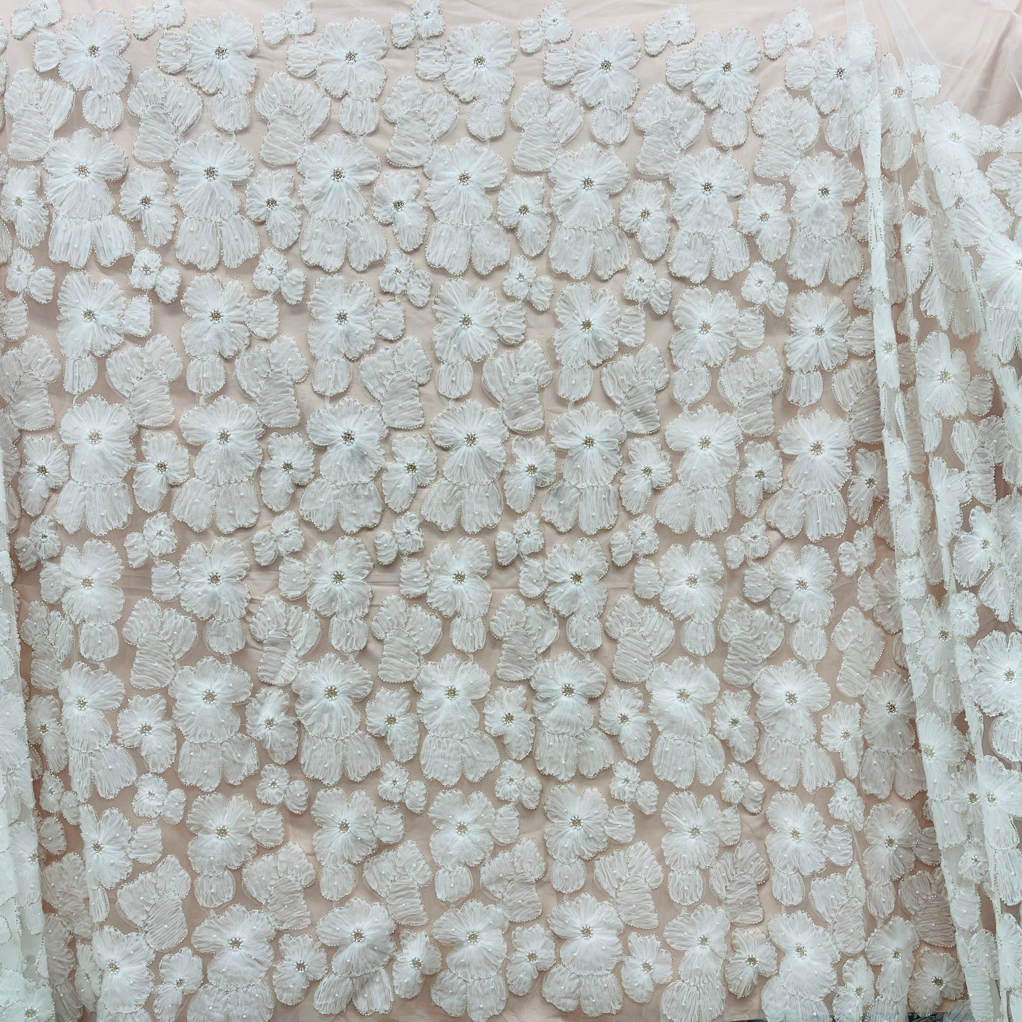 Beaded 3D Floral Lace Fabric for Bridal, Quinceañera & Dance Dresses | Lace USA - GD-216