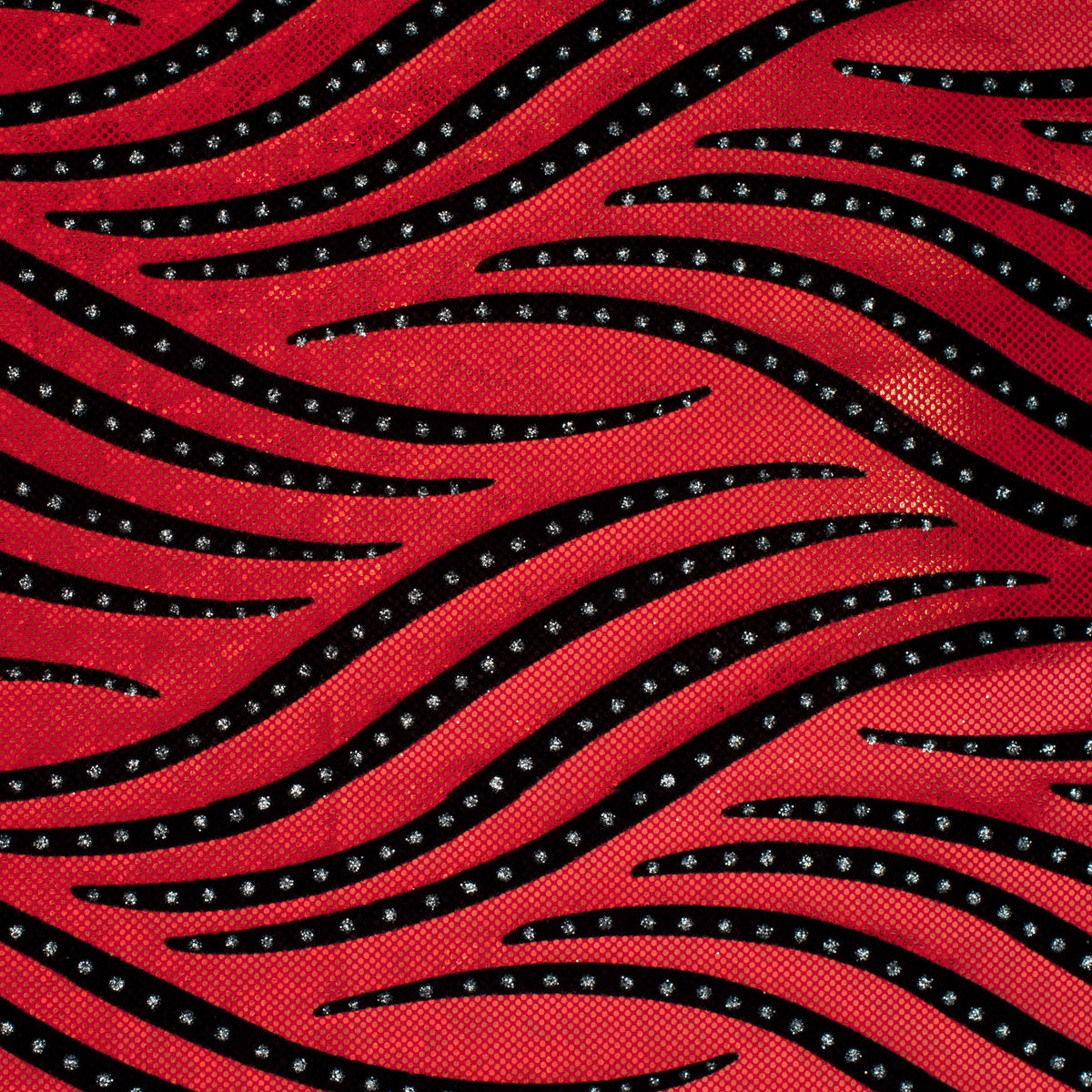 Zebra Flock on Shattered Holo Stretch Nylon Spandex Fabric | Spandex Palace