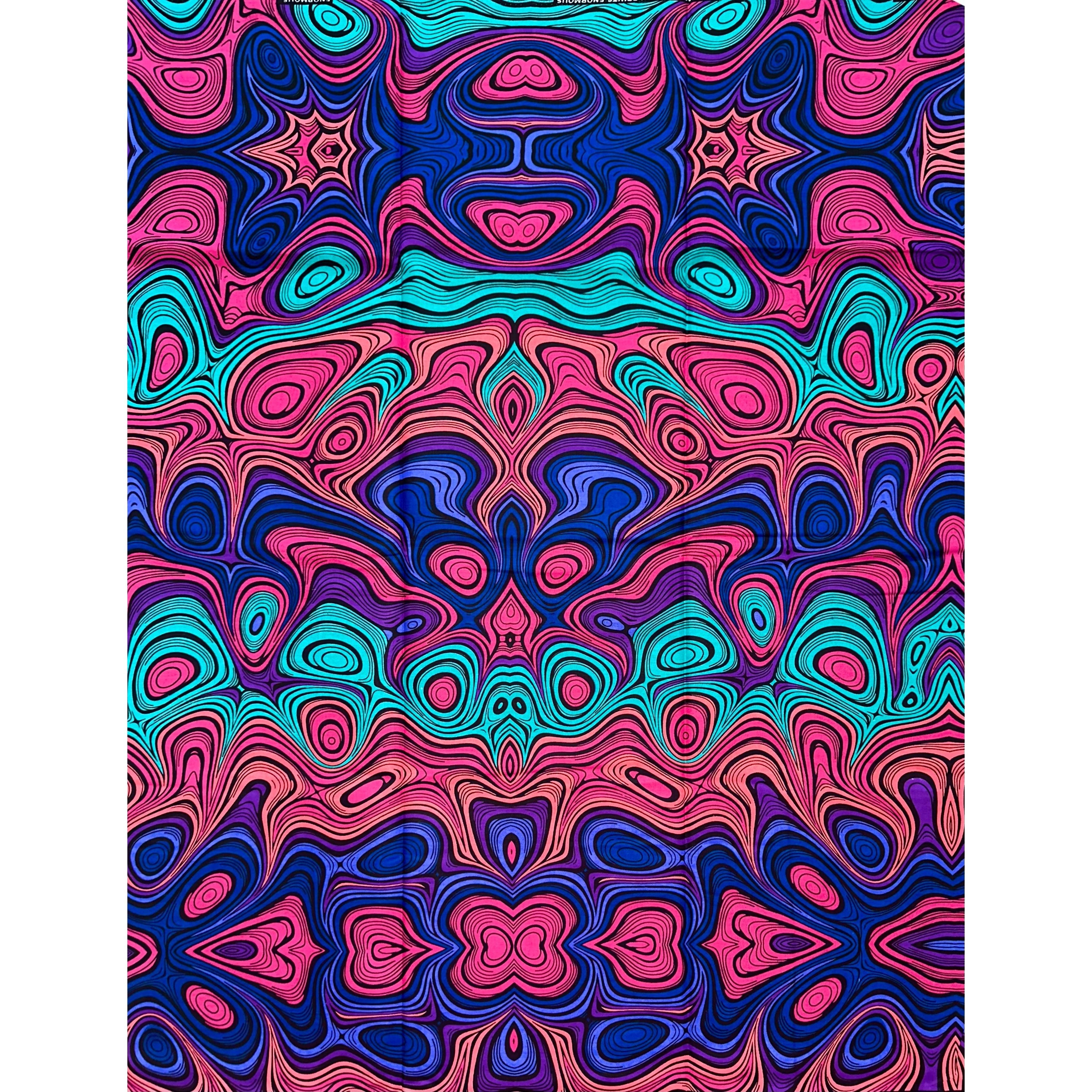 African Print Fabric/ Ankara - Pink, Purple, Turquoise, Blue 'Kilima Reverb' Design, YARD or WHOLESALE