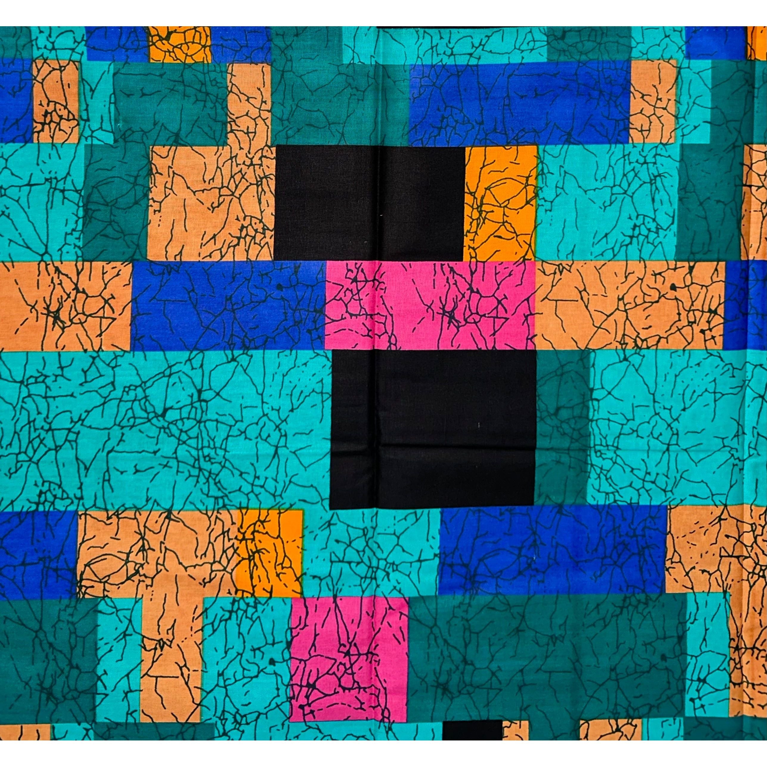 African Print Fabric/ Ankara - Teal, Pink, Orange, Turquoise, Blue ‘Fulani Fari' Design, YARD or WHOLESALE