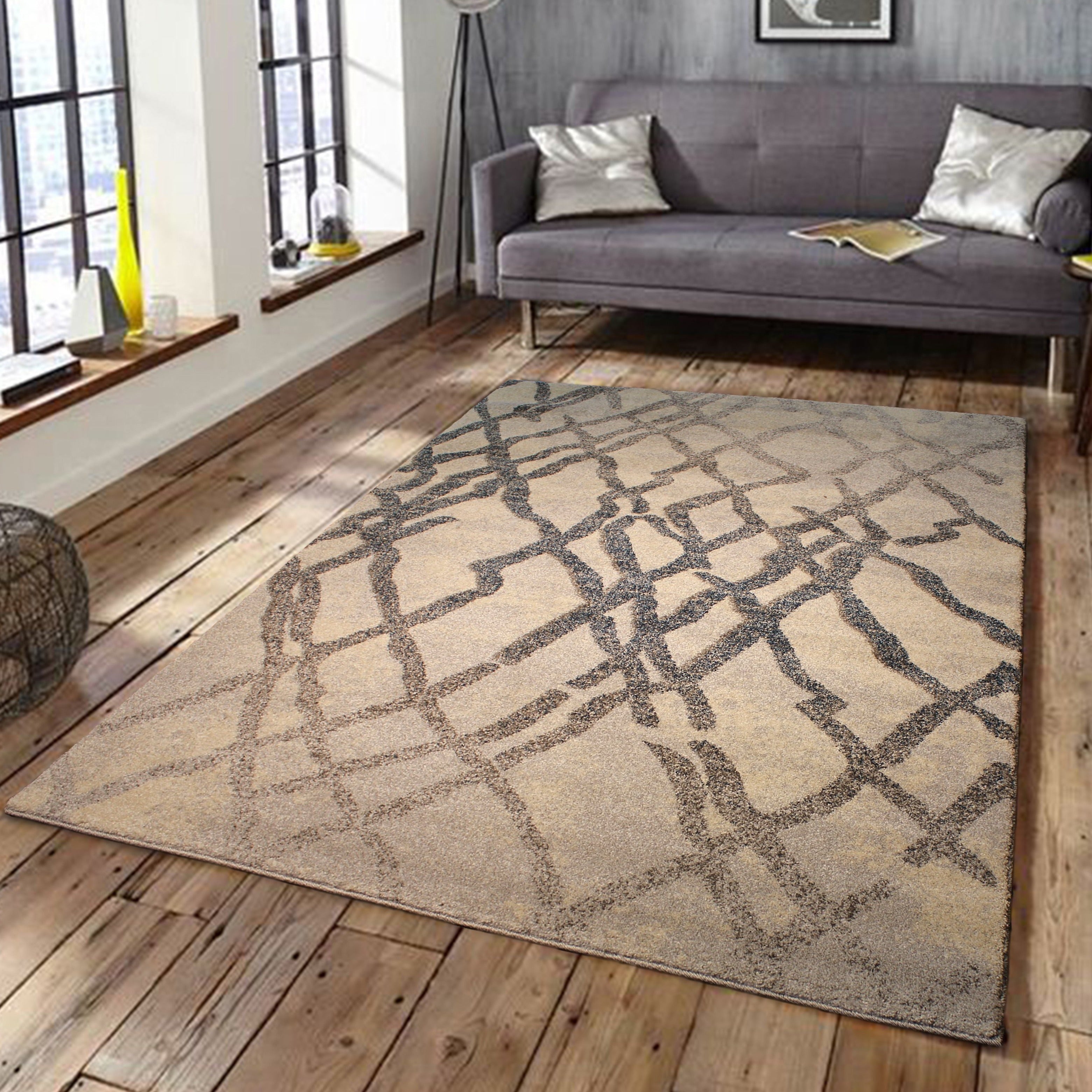 Indoor/Outdoor Designer Durable Neutral Colored Area Rug