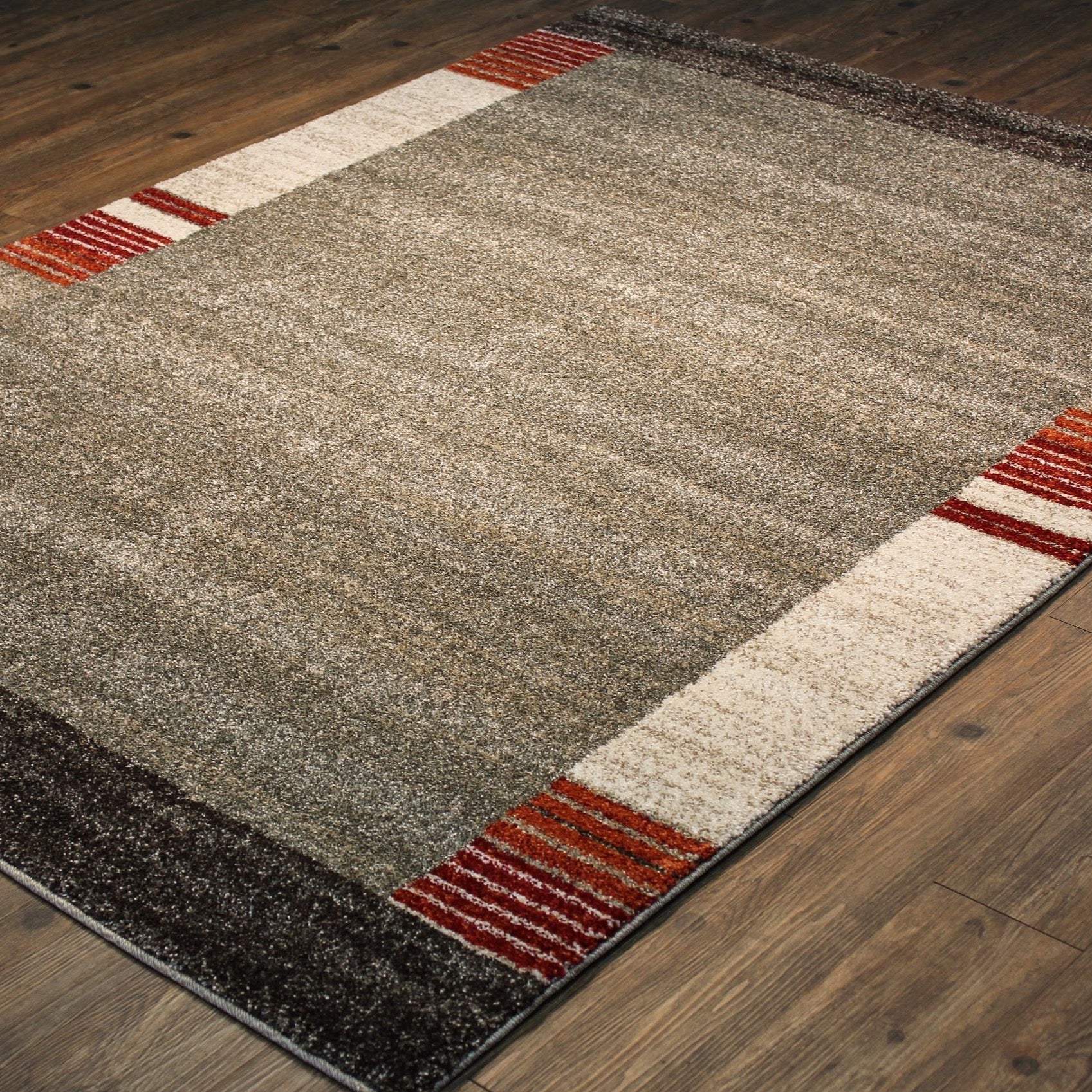 Luxuriously Durable Plush Faded Area Rug With Border Design