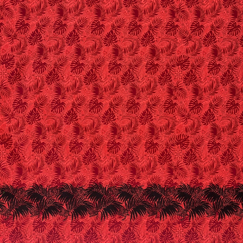 All Over Monstera Leaves Firm Fen Single Border Poly-Cotton | Islands Fabric