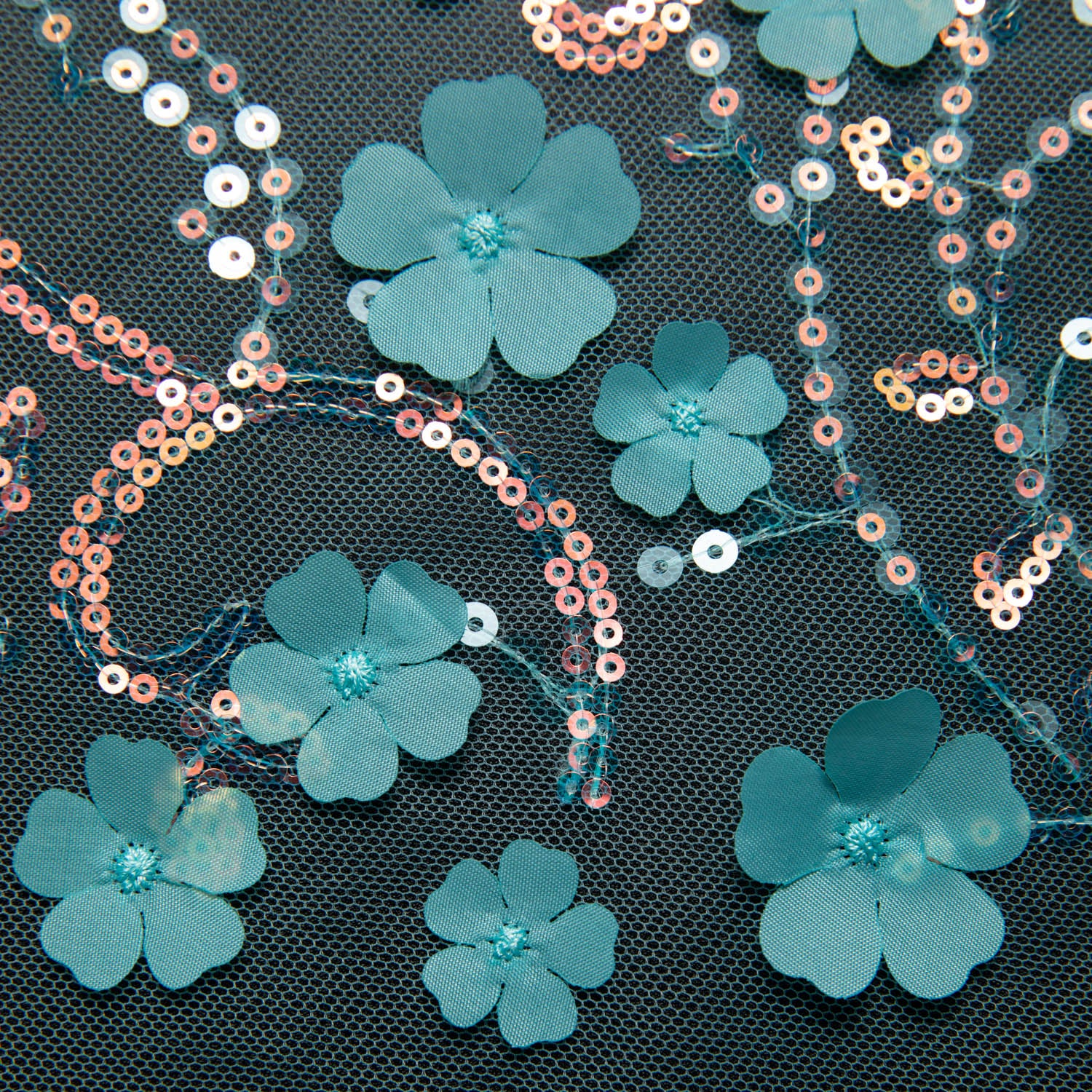 Tulle Lace Fabric Embroidered with Applique and Incredible 3D Floral Pattern 52" Wide | Exquisite Fabric