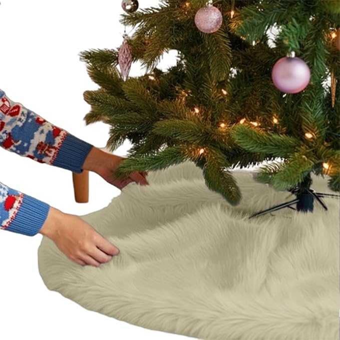 Premium Faux Fur Christmas Tree Skirt - 60 Inch | Luxurious Decoration