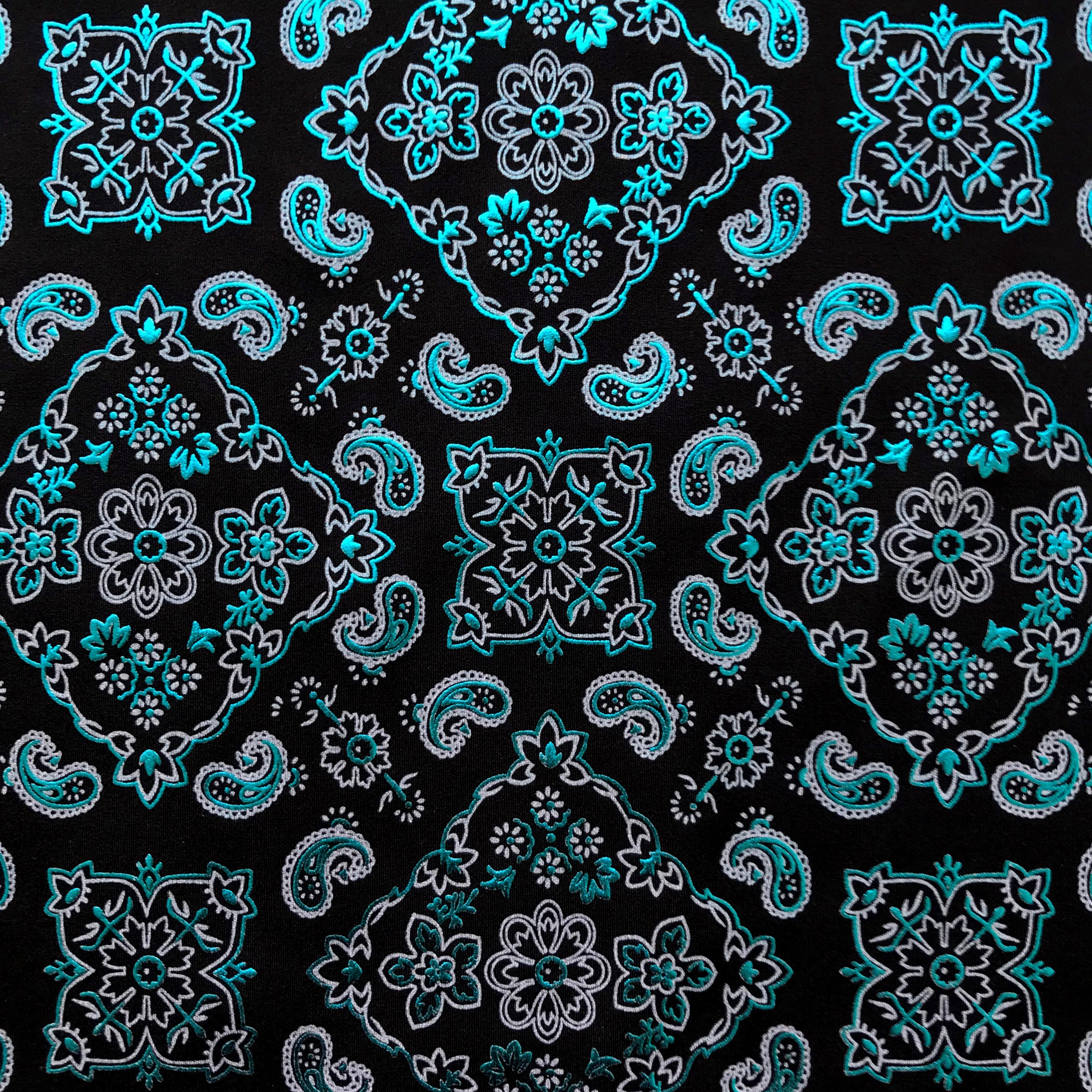 Bandana Foil Printed Spandex Fabric | Blue Moon Fabrics