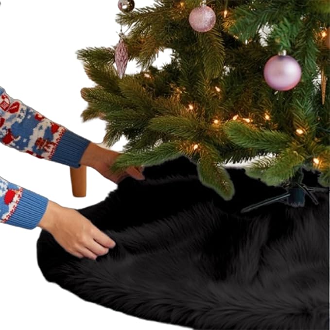 Premium Faux Fur Christmas Tree Skirt – 36 Inch Holiday Decor