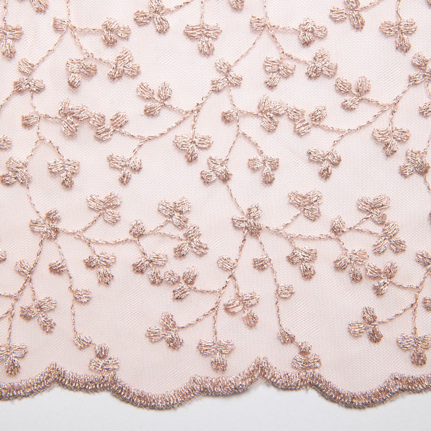 BLUSH MESH LACE FABRIC WITH METALLIC EMBROIDERED WITH BEAUTIFUL FLORAL PATTERN 52" WIDE | Exquisite Fabric