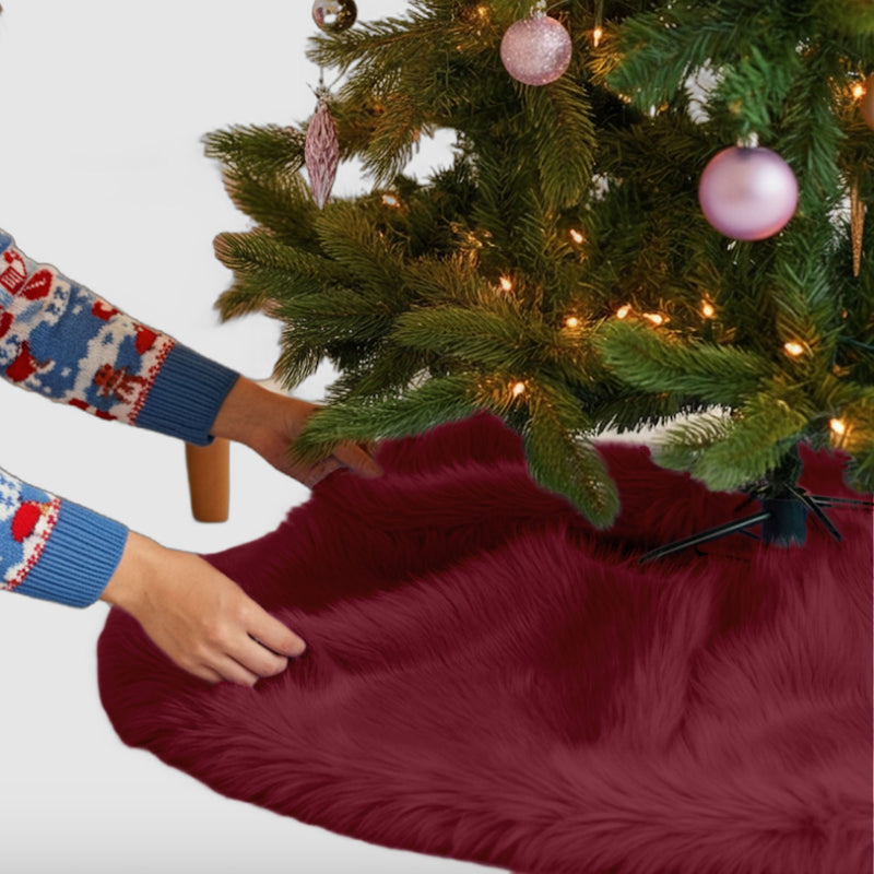 Premium Faux Fur Christmas Tree Skirt - 30" | Holiday Decorations
