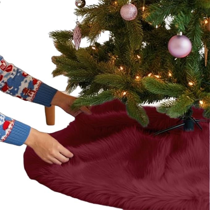 Premium Faux Fur Christmas Tree Skirt - 48 Inch | Luxurious Decoration