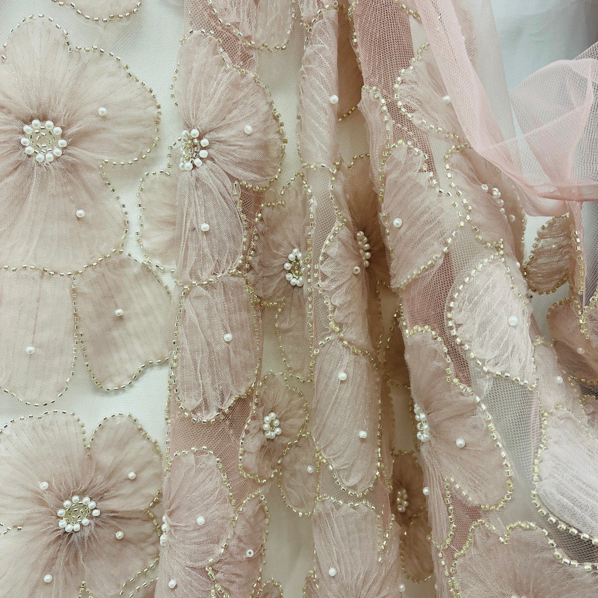Beaded 3D Floral Lace Fabric for Bridal, Quinceañera & Dance Dresses | Lace USA - GD-216
